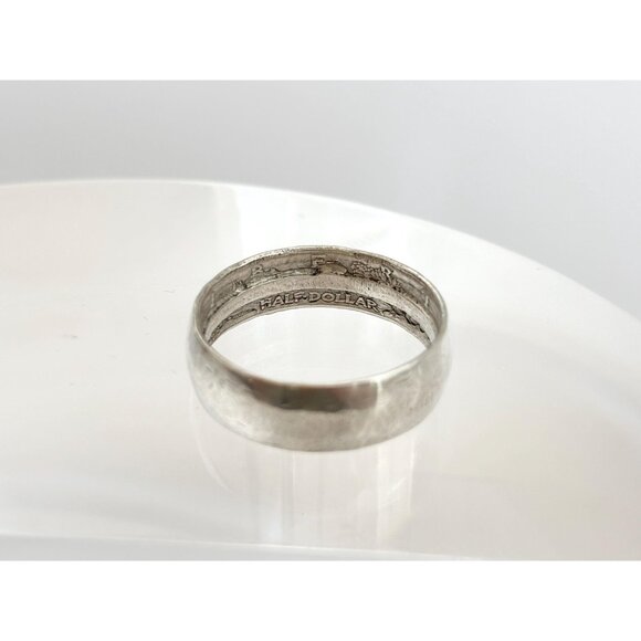 US Half Dollar Wedding Band Chunky 925 Sterling Silver Vintage Ring - sz 11.75 - Picture 7 of 14